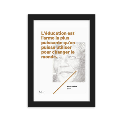 Nelson MANDELA - Citation EDUCATION. affiche Poster en Papier Mat Encadré