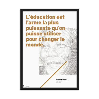 Nelson MANDELA - Citation EDUCATION. affiche Poster en Papier Mat Encadré