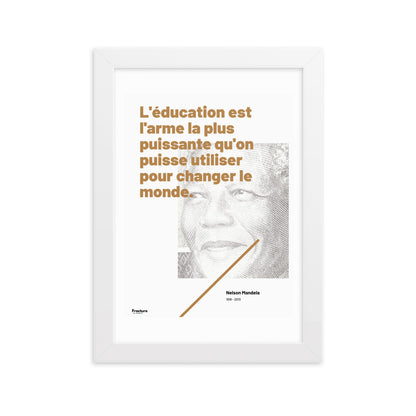 Nelson MANDELA - Citation EDUCATION. affiche Poster en Papier Mat Encadré