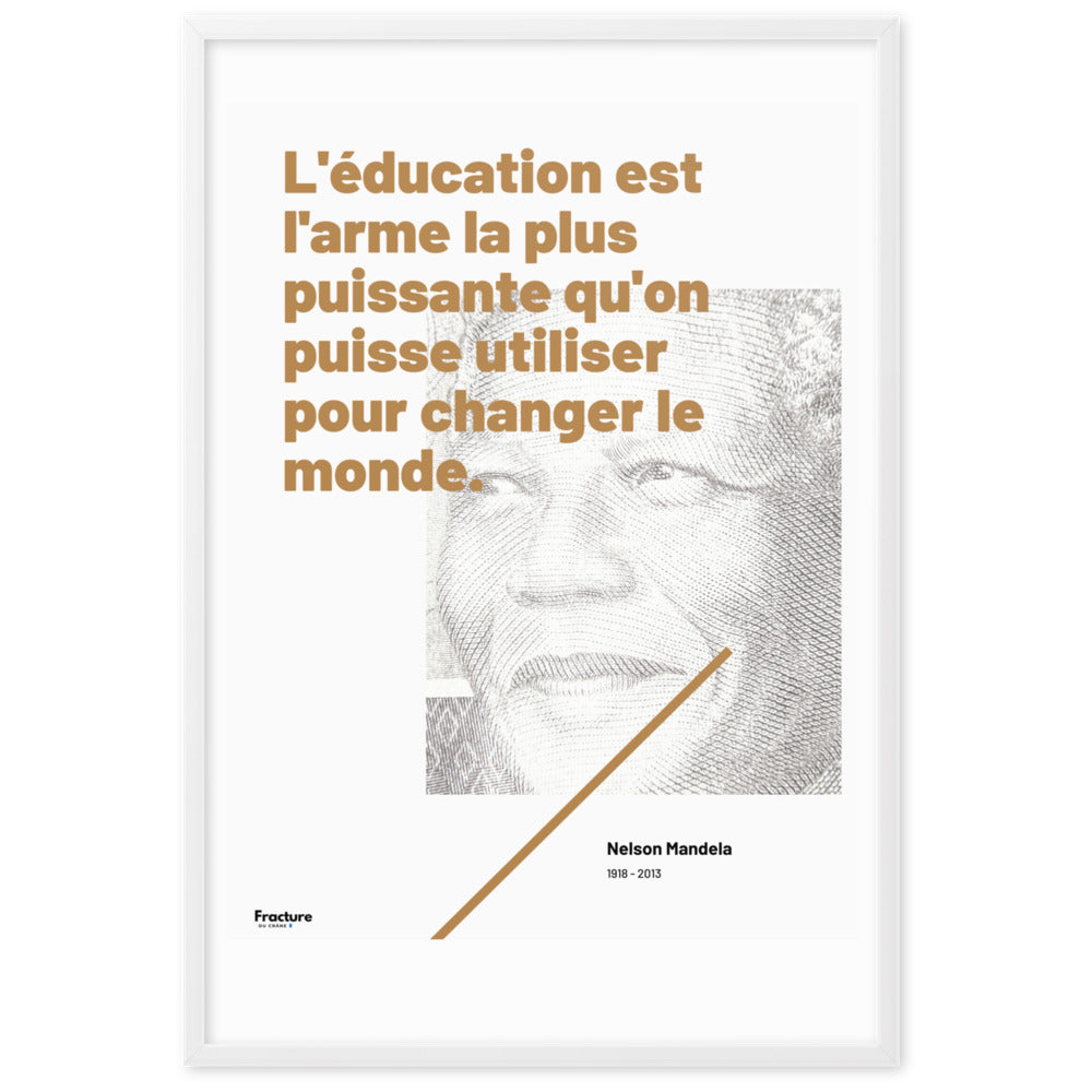 Nelson MANDELA - Citation EDUCATION. affiche Poster en Papier Mat Encadré