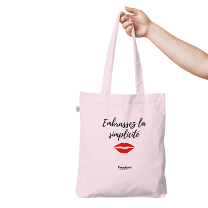 Embrassez la simplicité. Tote bag tendance et biologique