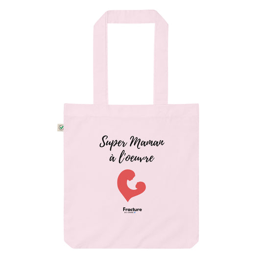 Super Maman à l'oeuvre. Tote bag tendance et biologique