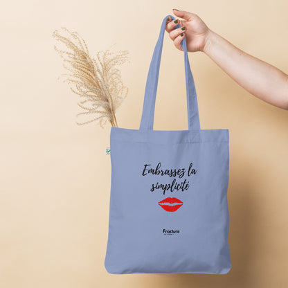 Embrassez la simplicité. Tote bag tendance et biologique