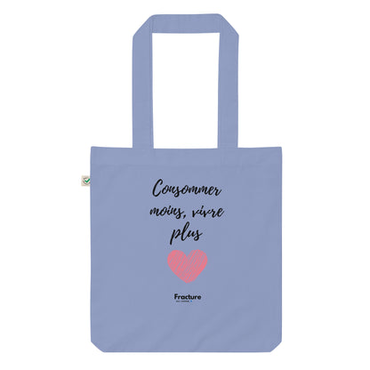 Consommer moins, vivre plus. Tote bag tendance et biologique