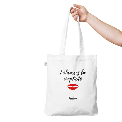 Embrassez la simplicité. Tote bag tendance et biologique