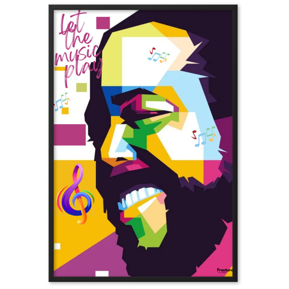 LET THE MUSIC PLAY BARRY WHITE AFFICHE  Poster en Papier Mat Encadrée