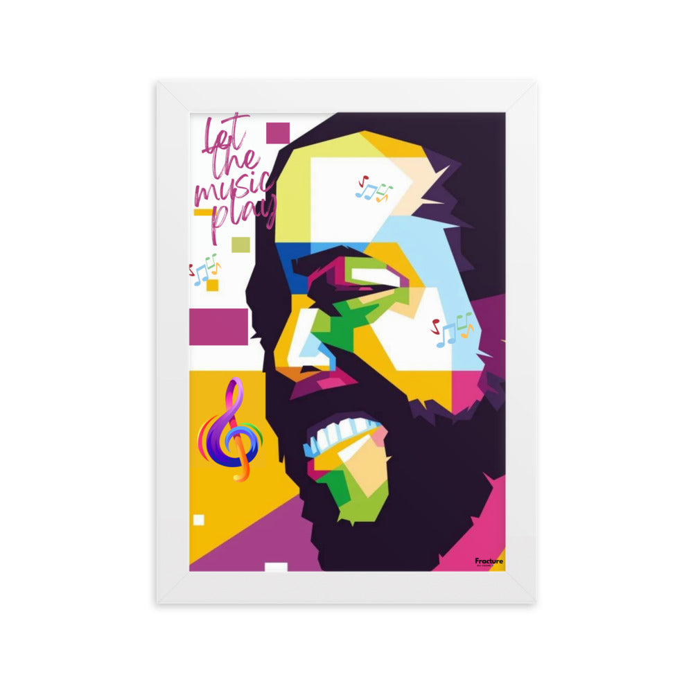 LET THE MUSIC PLAY BARRY WHITE AFFICHE  Poster en Papier Mat Encadrée