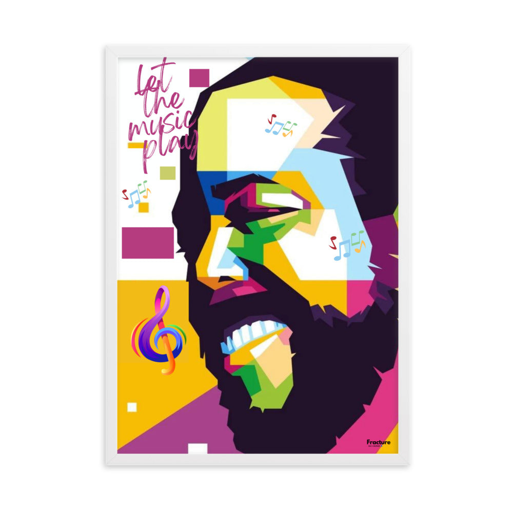 LET THE MUSIC PLAY BARRY WHITE AFFICHE  Poster en Papier Mat Encadrée