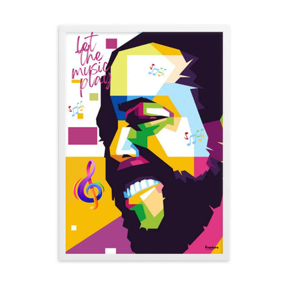 LET THE MUSIC PLAY BARRY WHITE AFFICHE  Poster en Papier Mat Encadrée