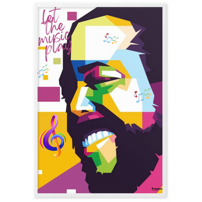 LET THE MUSIC PLAY BARRY WHITE AFFICHE  Poster en Papier Mat Encadrée